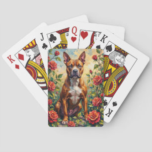 American Staffordshire Terrier Rosengarten Kunst Spielkarten