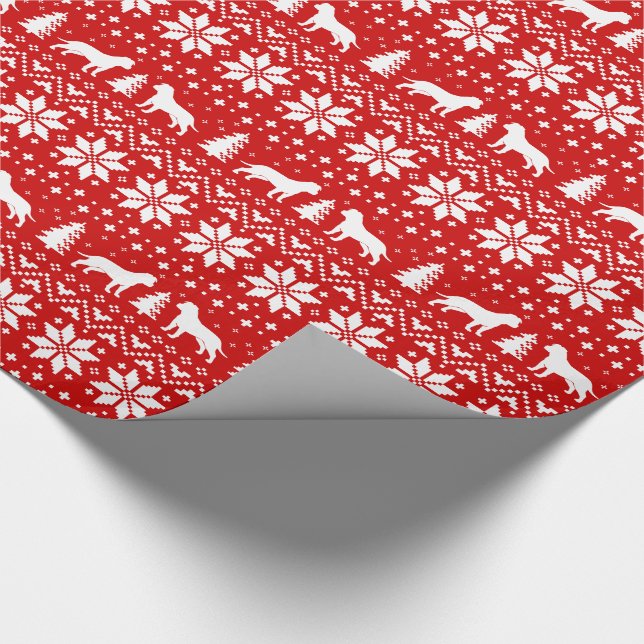 American Staffordshire Terrier Silhouetten Xmas Geschenkpapier (Ecke)