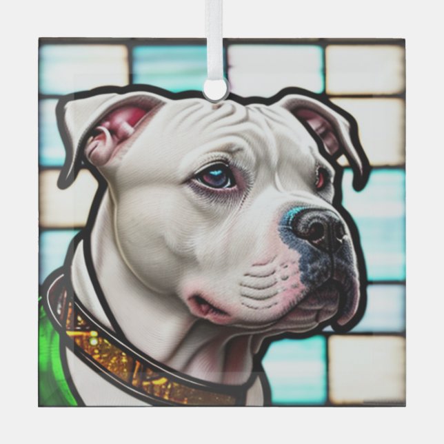 American Staffordshire Terrier "Stached Glass" Ornament Aus Glas (Vorderseite)