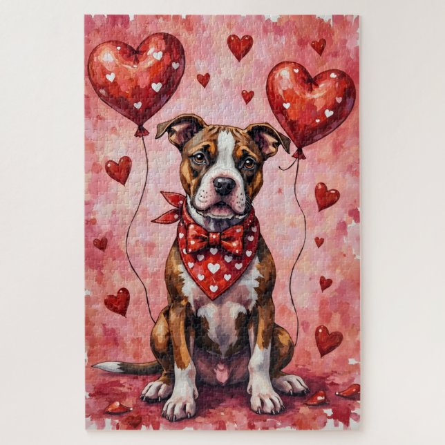 American Staffordshire Terrier Valentine Dog Art (Vertikal)