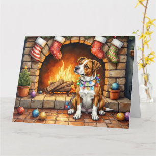 American Staffordshire Terrier Weihnachtsbeleuchtu Karte