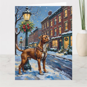 American Staffordshire Terrier Weihnachtsstadt Karte