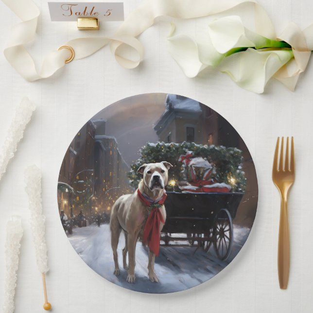 American Staffordshire Weihnachtsfeiertage Pappteller (Hochzeit)
