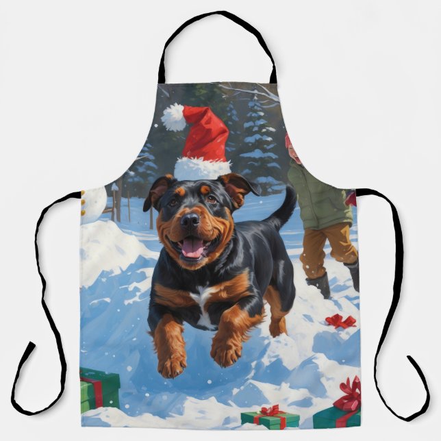 American Staffordshire Weihnachtsschnee Schürze (Vorderseite)