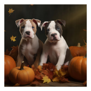 American Staffordshire Welpe Autumn Delight Poster