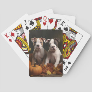 American Staffordshire Welpe Autumn Delight Spielkarten