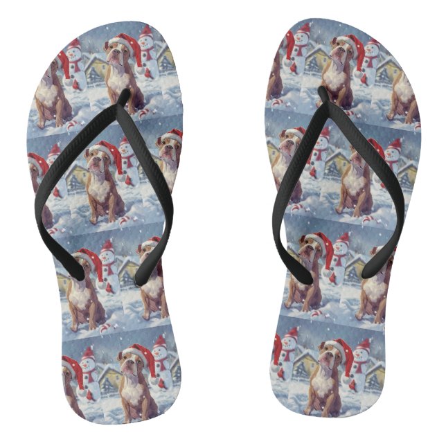 American Staffordshire Winter Wunderland Weihnacht Flip Flops (Fußbett)