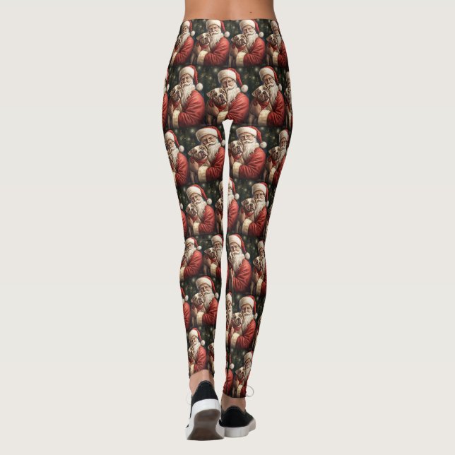 American Staffordshire with Santa Claus Christmas Leggings (Rückseite)