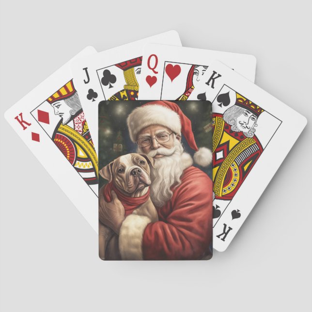 American Staffordshire with Santa Claus Christmas Spielkarten (Rückseite)