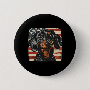 American Star Stripes 4. Juli Dackel Hund Button