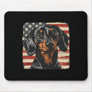 American Star Stripes 4. Juli Dackel Hund Mousepad