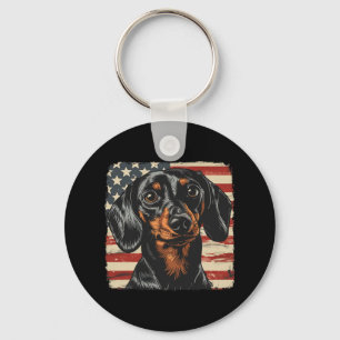 American Star Stripes 4. Juli Dackel Hund Schlüsselanhänger