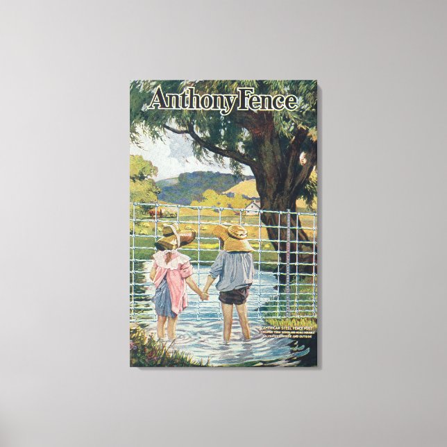 American Steel & Wire Co Fence Pond and Kids Leinwanddruck (Vorderseite)