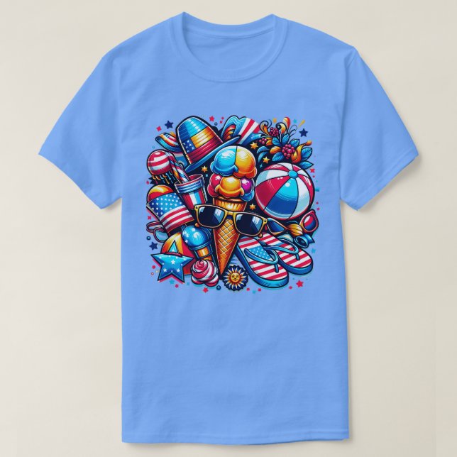 American Summer Vibes 4. Juli Feierlichkeiten mit T-Shirt (Design vorne)