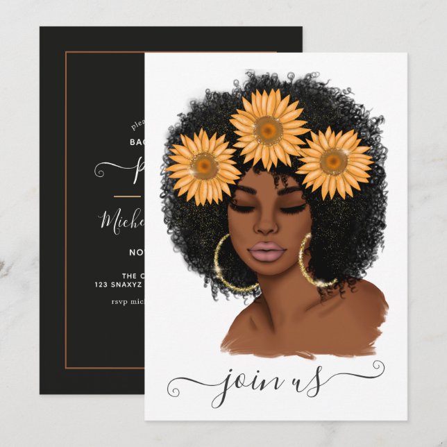American Sunflower Girl Junggeselinnen-Abschied Einladung (Vorne/Hinten)