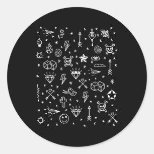 American Tattoo Flash, Traditional Tattoo Designs Runder Aufkleber