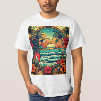 "American Tattoo Style Men's T - Shirt: Sunrise un T-Shirt