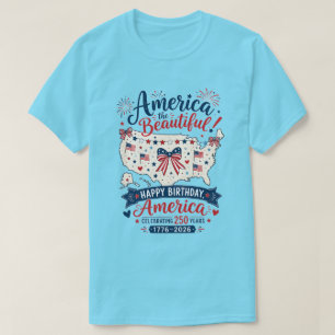 American The Beautiful 250 Feier mit Schleife T-Shirt