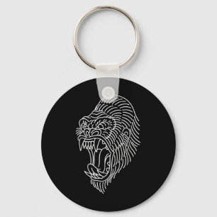 American Traditional Gorilla Head Kontur Tattoo Schlüsselanhänger