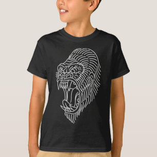 American Traditional Gorilla Head Kontur Tattoo T-Shirt