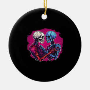 American Traditional Skeleton Holding Hands Tattoo Keramik Ornament