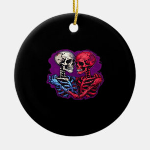 American Traditional Skeleton Holding Hands Tattoo Keramik Ornament