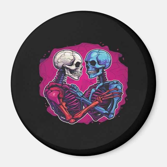American Traditional Skeleton Holding Hands Tattoo Magnet (Vorne)