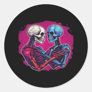 American Traditional Skeleton Holding Hands Tattoo Runder Aufkleber