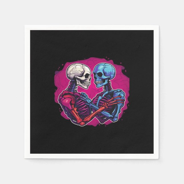 American Traditional Skeleton Holding Hands Tattoo Serviette (Vorderseite)