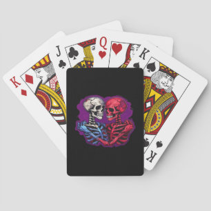 American Traditional Skeleton Holding Hands Tattoo Spielkarten