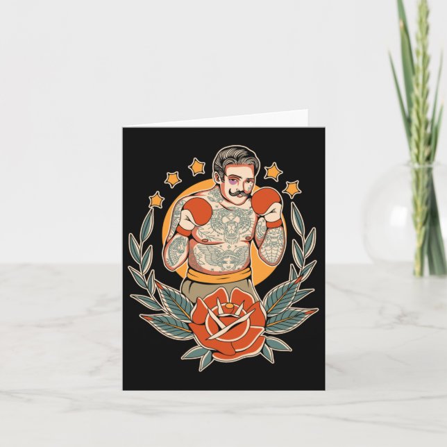 American Traditional Tattoo Boxer Flash Edgy Boxin Karte (Vorderseite)