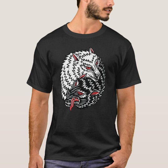 American Traditional Tattoo Old School Flash Wolf T-Shirt (Vorderseite)