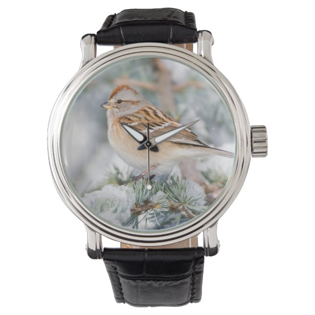 American Tree Sparrow im Winter Armbanduhr (Vorderseite)