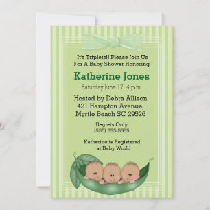 American Triplets Boy Baby Showeinladungen Einladung