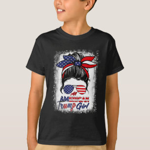 American Trump Girl 4. Juli Messy Bun Pro Trum T-Shirt