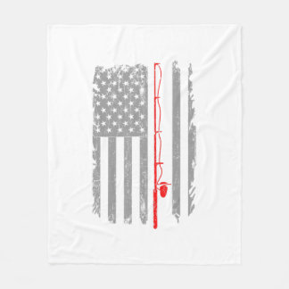 American US Flag Fishing Rod Fishing Angler Fishin Fleecedecke