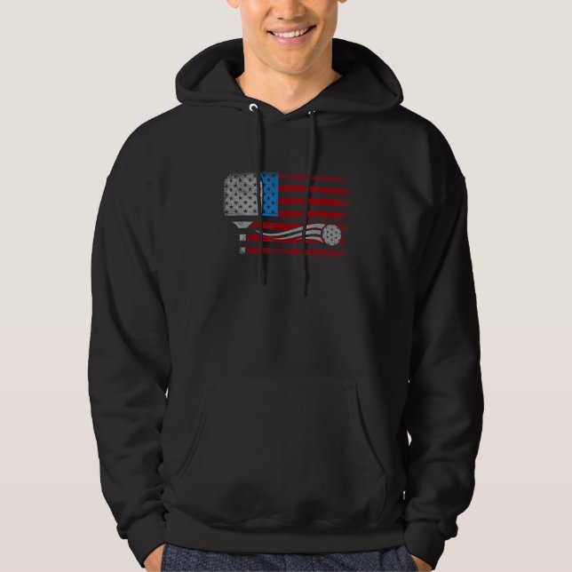 American US Flag Pickleball Player Paddleball 4th  Hoodie (Vorderseite)