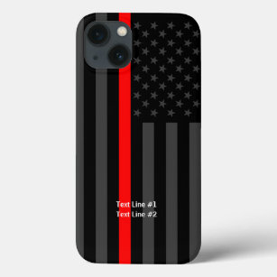 American US Flag Thin Red Line Ihr Text auf iPhone 13 Hülle