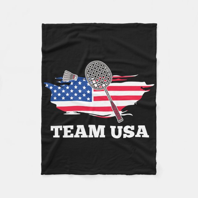 American US Team Shuttle Racket Badminton Player Fleecedecke (Vorderseite)
