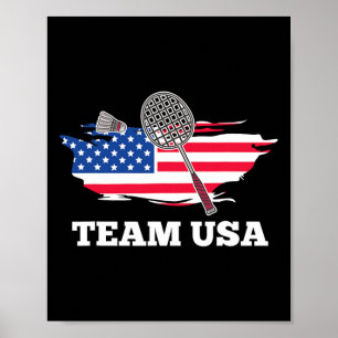 American US Team Shuttle Racket Badminton Player Poster
