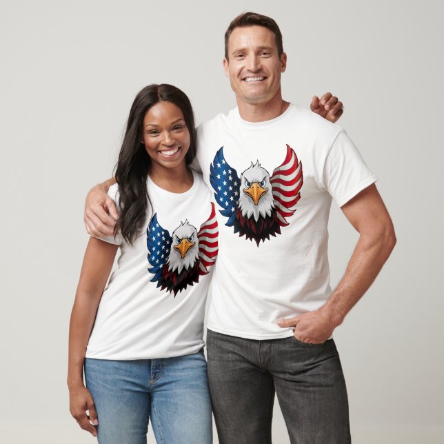 American USA Eagle Flag White T-Shirt (Unisex)