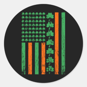 American USA Flag Clovers St Patricks Irish Shamro Runder Aufkleber