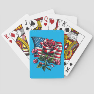 American USA Flag Rose Patriotic Art Spielkarten