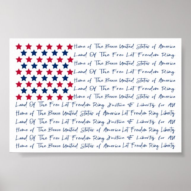 American USA Flag Typografy Red White Blue Poster (Vorne)