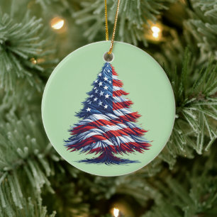 American USA Flag Weihnachtsbaum Patriotische Kuns Keramik Ornament