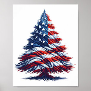 American USA Flag Weihnachtsbaum Patriotische Kuns Poster
