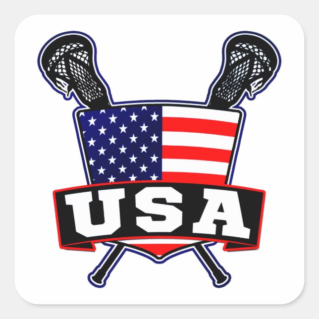American USA Lacrosse Quadratischer Aufkleber (Vorderseite)