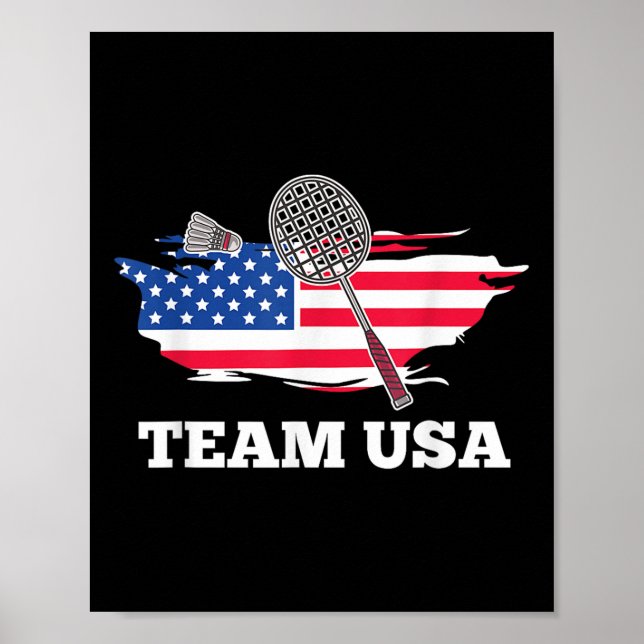 American Usa Team Shuttle Racket Badminton Player  Poster (Vorne)