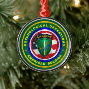 American Veteran Red White American Soldier Psych Ornament Aus Metall