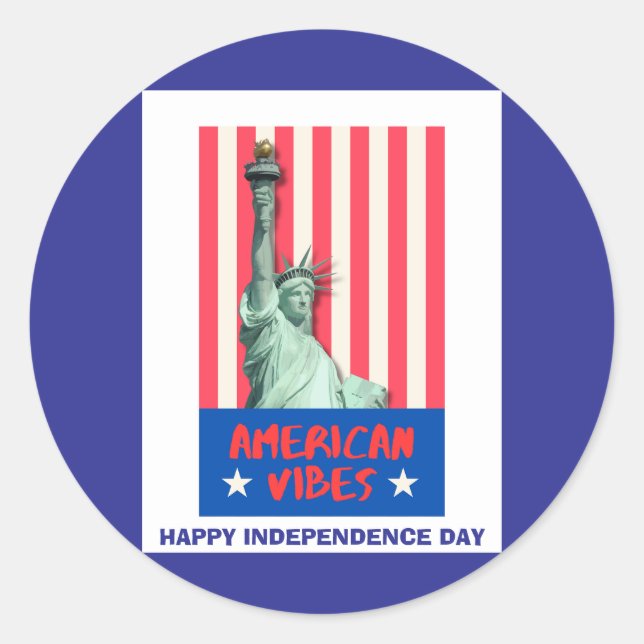 "American Vibes" Statue Liberty Custom Runder Aufkleber (Vorderseite)